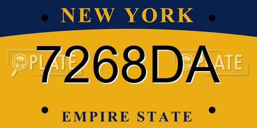 7268DA New York License Plate