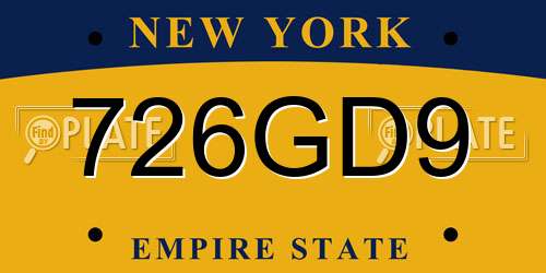 726GD9 New York License Plate