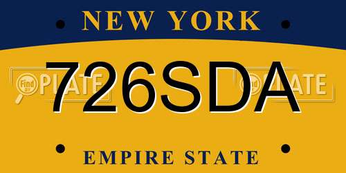 726SDA New York License Plate