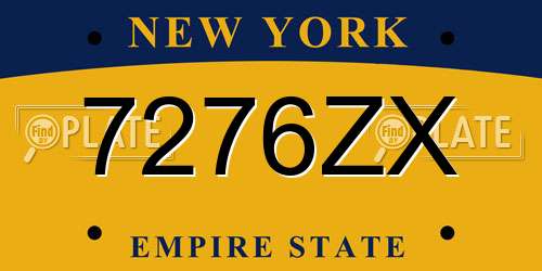 7276ZX New York License Plate