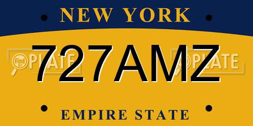 727AMZ New York License Plate