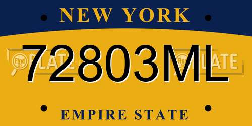72803ML New York License Plate