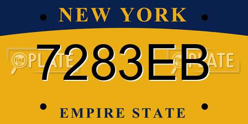7283EB New York License Plate