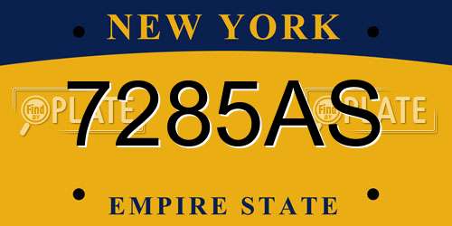 7285AS New York License Plate