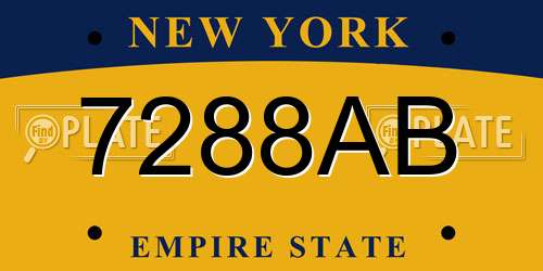 7288AB New York License Plate