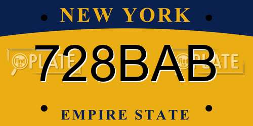 728BAB New York License Plate