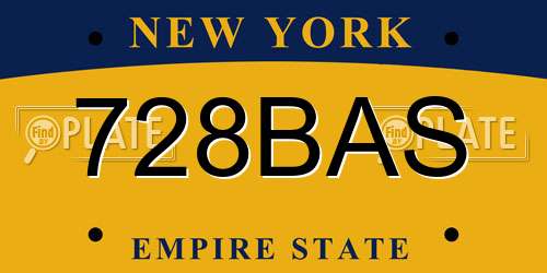728BAS New York License Plate