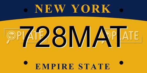 728MAT New York License Plate