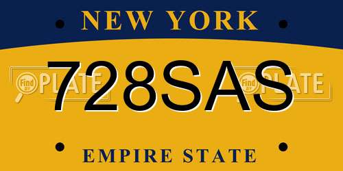 728SAS New York License Plate
