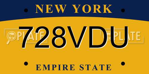 728VDU New York License Plate
