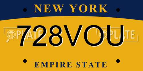 728VOU New York License Plate