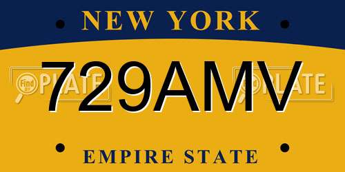 729AMV New York License Plate