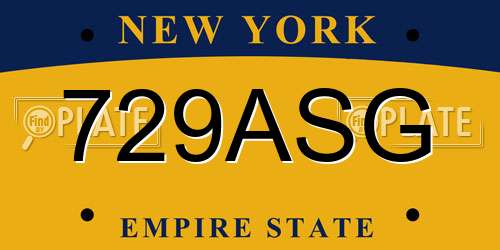729ASG New York License Plate