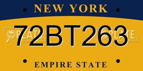 72BT263 New York License Plate