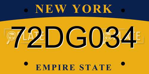 72DG034 New York License Plate
