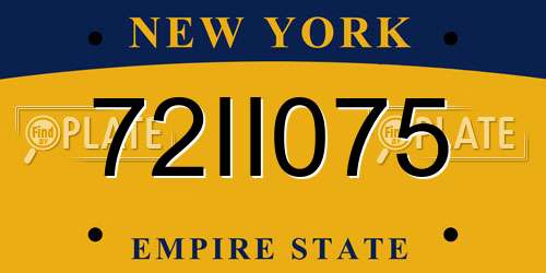 72II075 New York License Plate