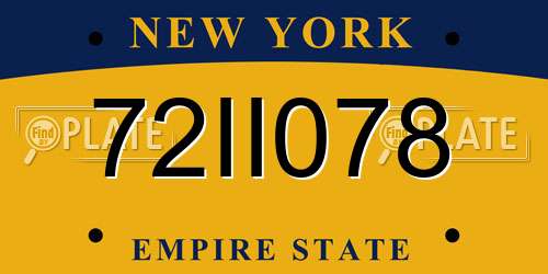 72II078 New York License Plate