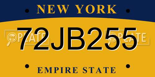 72JB255 New York License Plate
