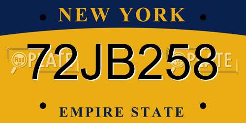 72JB258 New York License Plate