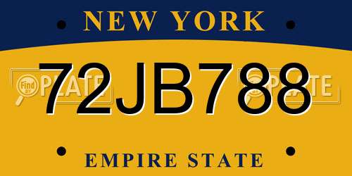 72JB788 New York License Plate