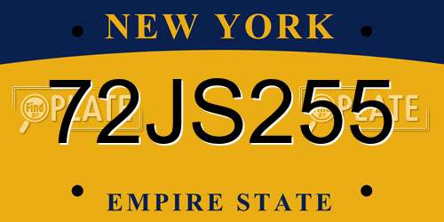 72JS255 New York License Plate