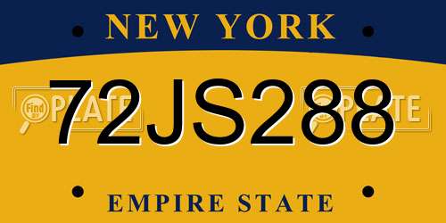 72JS288 New York License Plate