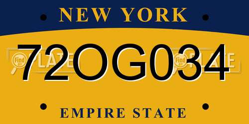 72OG034 New York License Plate