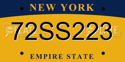 72SS223 New York License Plate