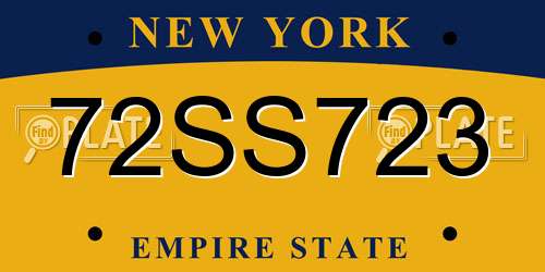 72SS723 New York License Plate