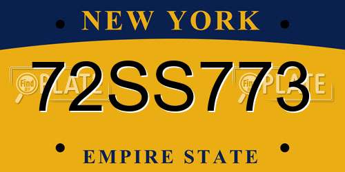 72SS773 New York License Plate