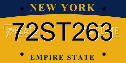 72ST263 New York License Plate
