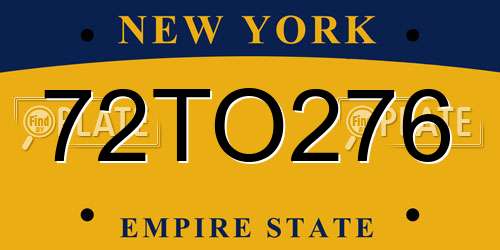 72TO276 New York License Plate