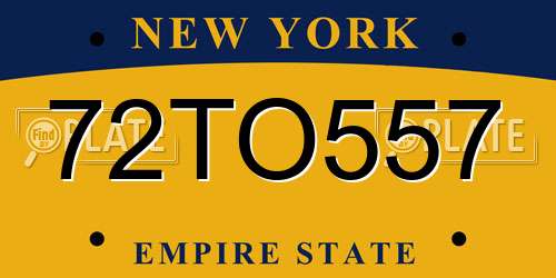 72TO557 New York License Plate