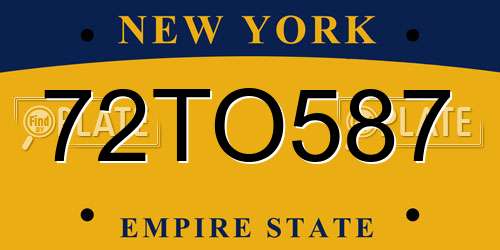 72TO587 New York License Plate