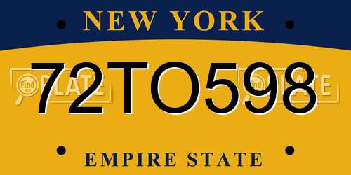 72TO598 New York License Plate