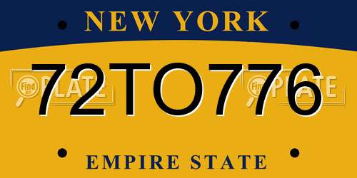 72TO776 New York License Plate