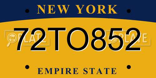 72TO852 New York License Plate