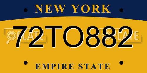 72TO882 New York License Plate