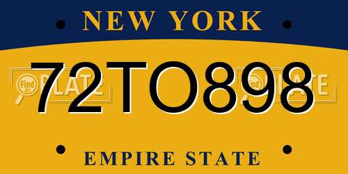 72TO898 New York License Plate
