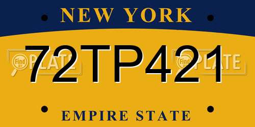 72TP421 New York License Plate