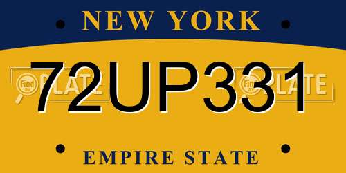 72UP331 New York License Plate