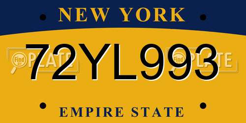 72YL993 New York License Plate