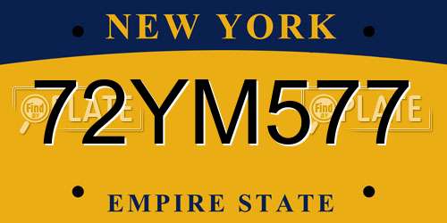 72YM577 New York License Plate