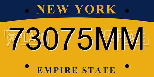 73075MM New York License Plate
