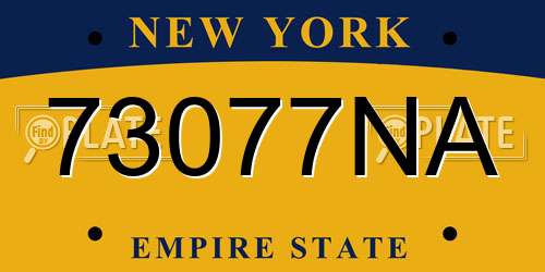 73077NA New York License Plate