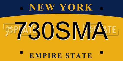 730SMA New York License Plate