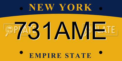 731AME New York License Plate