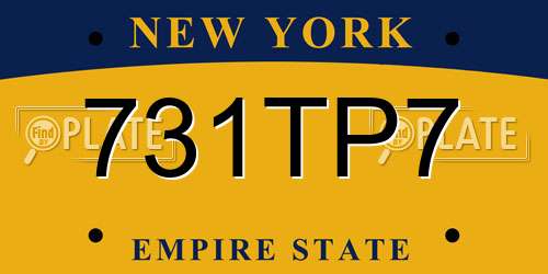 731TP7 New York License Plate