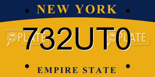 732UT0 New York License Plate