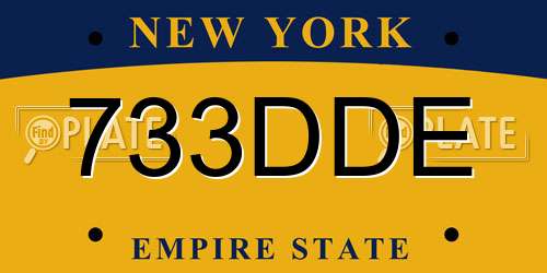 733DDE New York License Plate